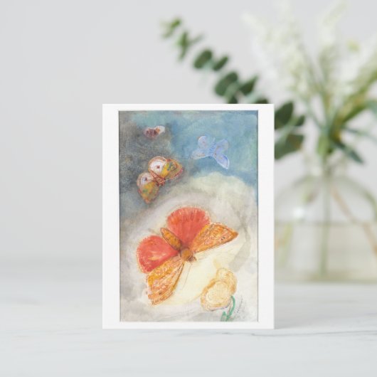 Vlinders en Bloemen Schilderen door Redon Briefkaart (Staand voorkant)