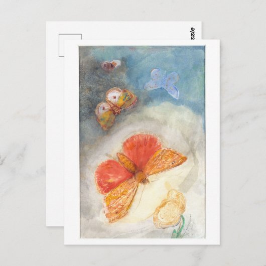 Vlinders en Bloemen Schilderen door Redon Briefkaart (Voorkant / Achterkant)