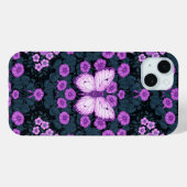Vlinders en bloemen symmetrie, violet en blauw Case-Mate iPhone case (Achterkant (horizontaal))