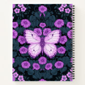 Vlinders en bloemen symmetrie, violet en blauw notitieboek (Achterkant)