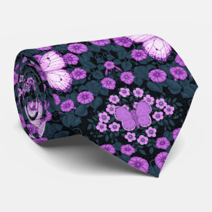 Vlinders en bloemen symmetrie, violet en blauw stropdas