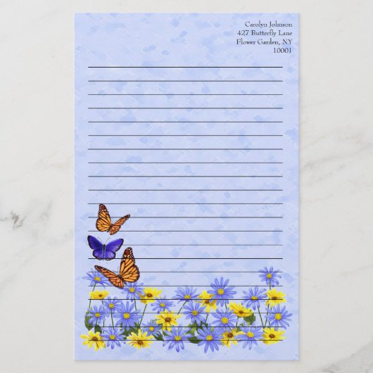  vlinders en Daisies Spring Garden Briefpapier (Voorkant)