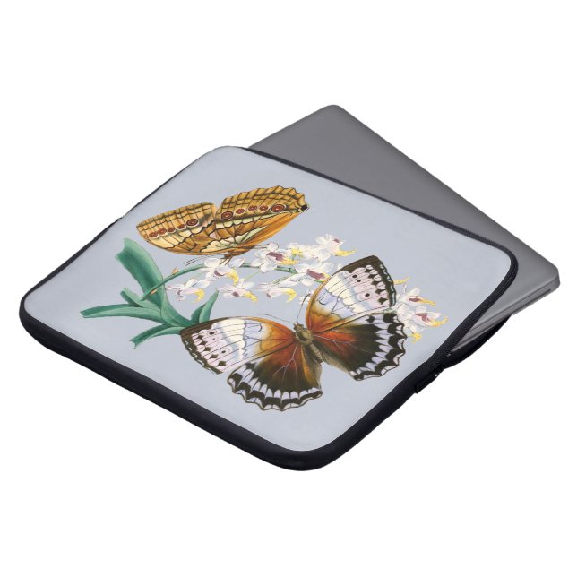  vlinders en Floral Illustration on Laptop Sleeve (Voorkant top)