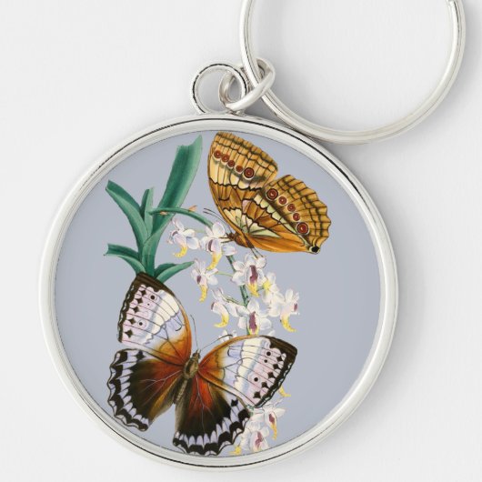  vlinders en Floral Illustration on Sleutelhanger (Voorkant)