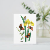 Vlinders en gele iris briefkaart (Staand voorkant)