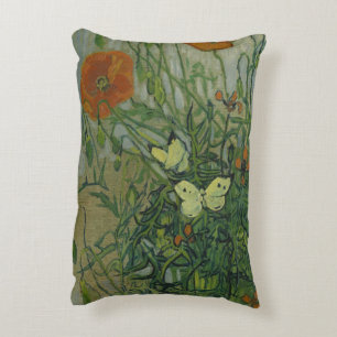 Vlinders en klaprozen door Vincent van Gogh Accent Kussen