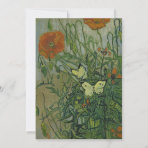 Vlinders en klaprozen door Vincent van Gogh Kaart