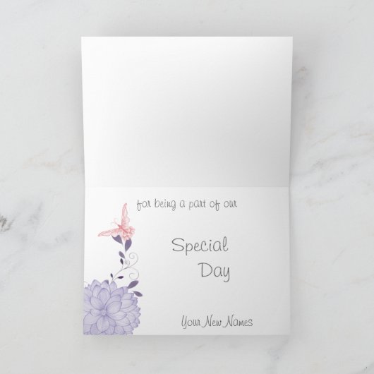 Vlinders en Lavendel Chrysanthemum Dank u Bedankkaart (Binnen)