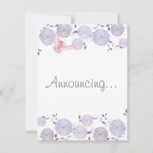 Vlinders en Lavendel Chrysanthemum Verloving Aankondiging (Voorkant)