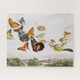  vlinders en lichte oude illustratie legpuzzel