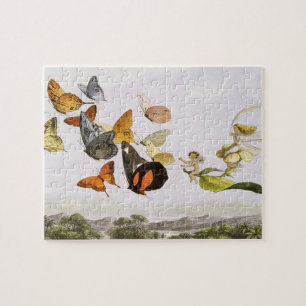 vlinders en lichte oude illustratie legpuzzel