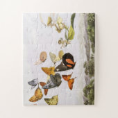  vlinders en lichte oude illustratie legpuzzel (Verticaal)
