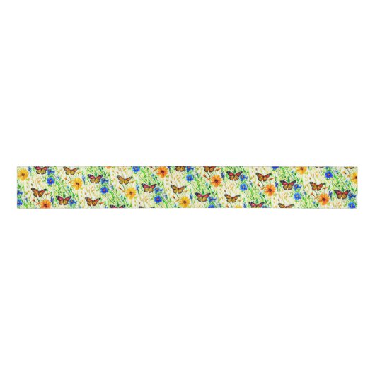 Vlinders en madeliefjes in een weide grosgrain lint (Voorkant)