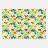 Vlinders en madeliefjes in een weide inpakpapier vel (Voorkant 3)