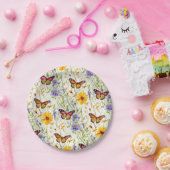 Vlinders en madeliefjes in een weide papieren bordje (Feest)