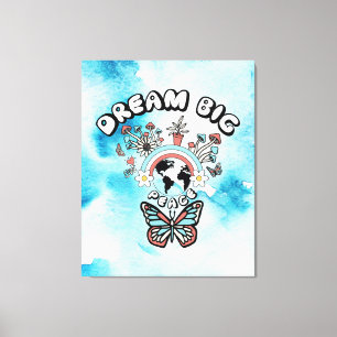 Vlinders en paddenstoelen Droom Grote positieve in Canvas Afdruk