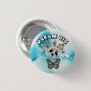 Vlinders en paddenstoelen Droom Grote positieve in Ronde Button 3,2 Cm