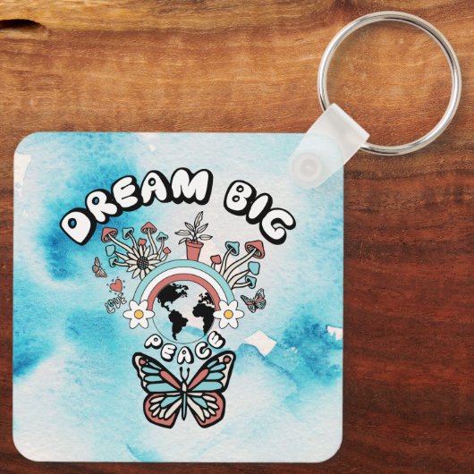 Vlinders en paddenstoelen Droom Grote positieve in Sleutelhanger (Achterkant)
