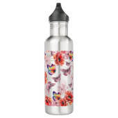 Vlinders en papaverbloemen waterfles  (Rechts)