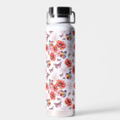 Vlinders en papaverbloemen waterfles (Achterkant)