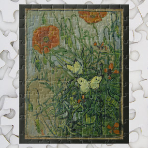 Vlinders en Papavers door Vincent van Gogh Legpuzzel