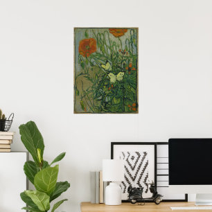 Vlinders en Papavers door Vincent van Gogh Poster