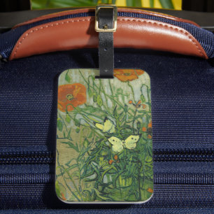 Vlinders en papavers Vincent van Gogh Bagagelabel