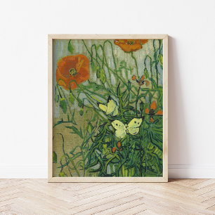 Vlinders en papavers Vincent van Gogh Poster
