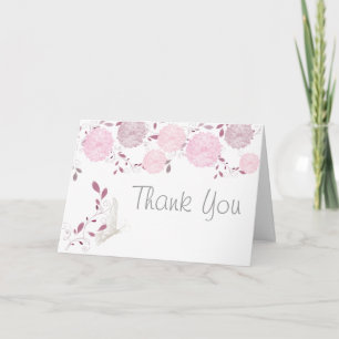 Vlinders en roze chrysanten Dank u Bedankkaart