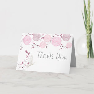 Vlinders en roze chrysanten Dank u Bedankkaart