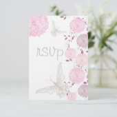 Vlinders en roze chrysanten RSVP (Staand voorkant)