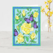 Vlinders en Rozen Kaart (Gele Bloem)