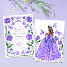 Vlinders en Rozen Lila Princess Quinceanera