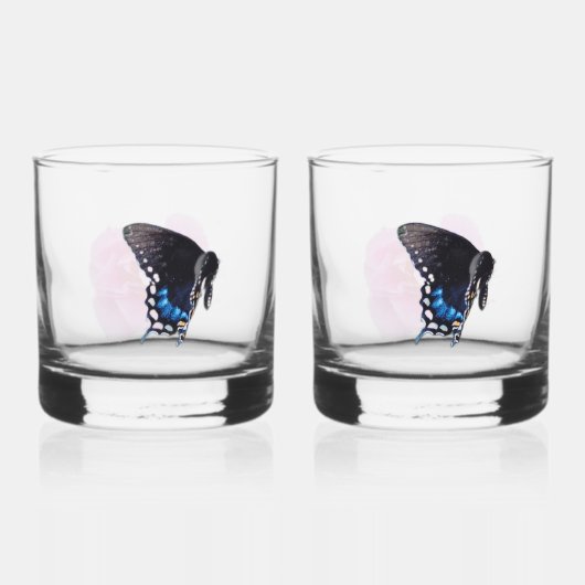 Vlinders en Rozen Whisky Glas (Voorkant)