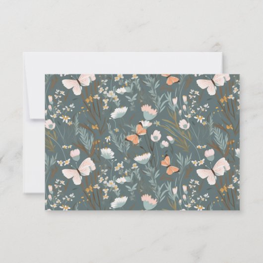 Vlinders en Wildbloemen voor bruiloft RSVP (Achterkant)