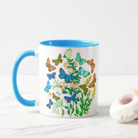 Vlinders en wilde bloemen Botanisch Mok (Met donut)