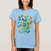 Vlinders en wilde bloemen  Botanisch T-shirt (Voorkant)