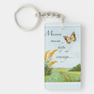 Vlinders en wilde bloemen, hoop en moed sleutelhanger
