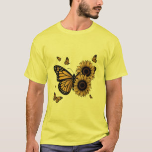Vlinders en zonnebloemen t-shirt