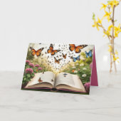 Vlinders exploderen uit open boek kaart (Gele Bloem)
