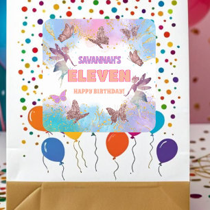 Vlinders Fee Goud Glitter 11e Verjaardagsfeestje Vierkante Sticker