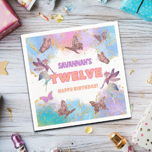 Vlinders Fee Goud Glitter 12e Verjaardagsfeestje Servet