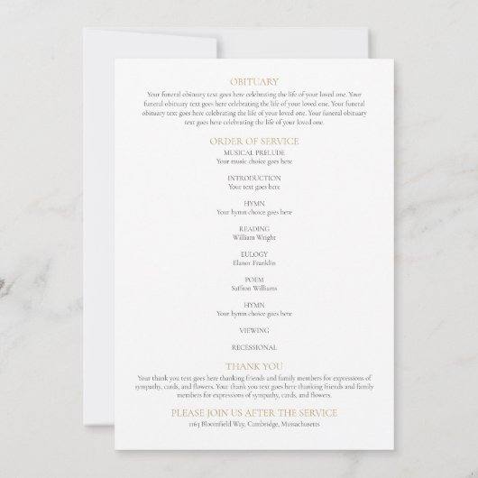 Vlinders Foto Funeral Order Of Service Programma (Achterkant)