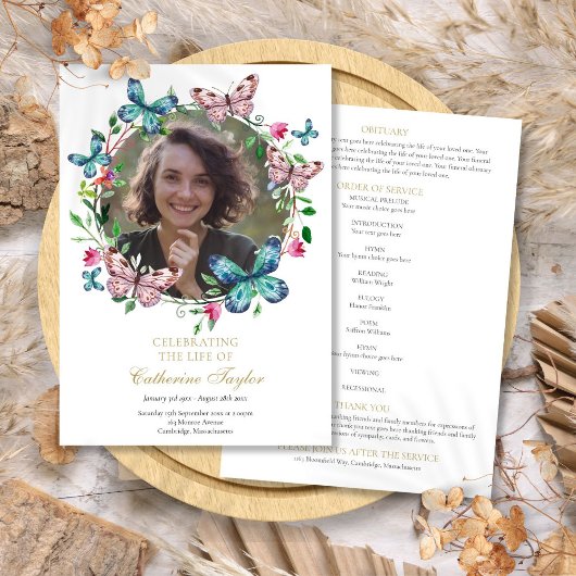 Vlinders Foto Uitvaart Order Of Service Programma