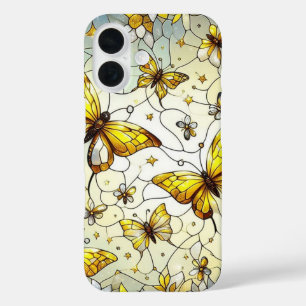 Vlinders Glas-in-lood Patroon iPhone 16 Hoesje