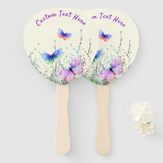 Vlinders Hand Fan met aangepaste tekst Handwaaier (Voorkant en achterkant)