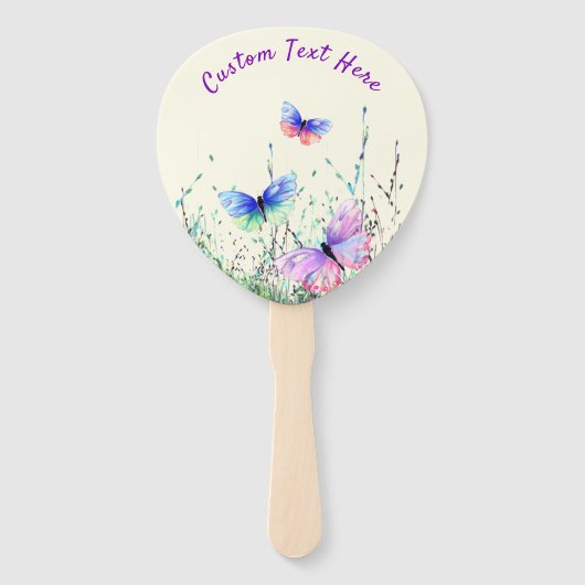 Vlinders Hand Fan met aangepaste tekst Handwaaier (Voorkant)