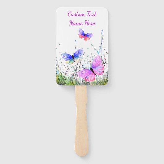Vlinders Hand Fan met aangepaste tekstnaam Handwaaier (Achterkant)