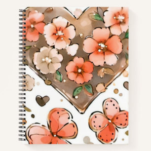 Vlinders, harten en bloemen notitieboek