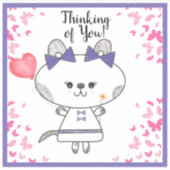 Vlinders, harten en strikken Schattige Kat Sticker (Voorkant)